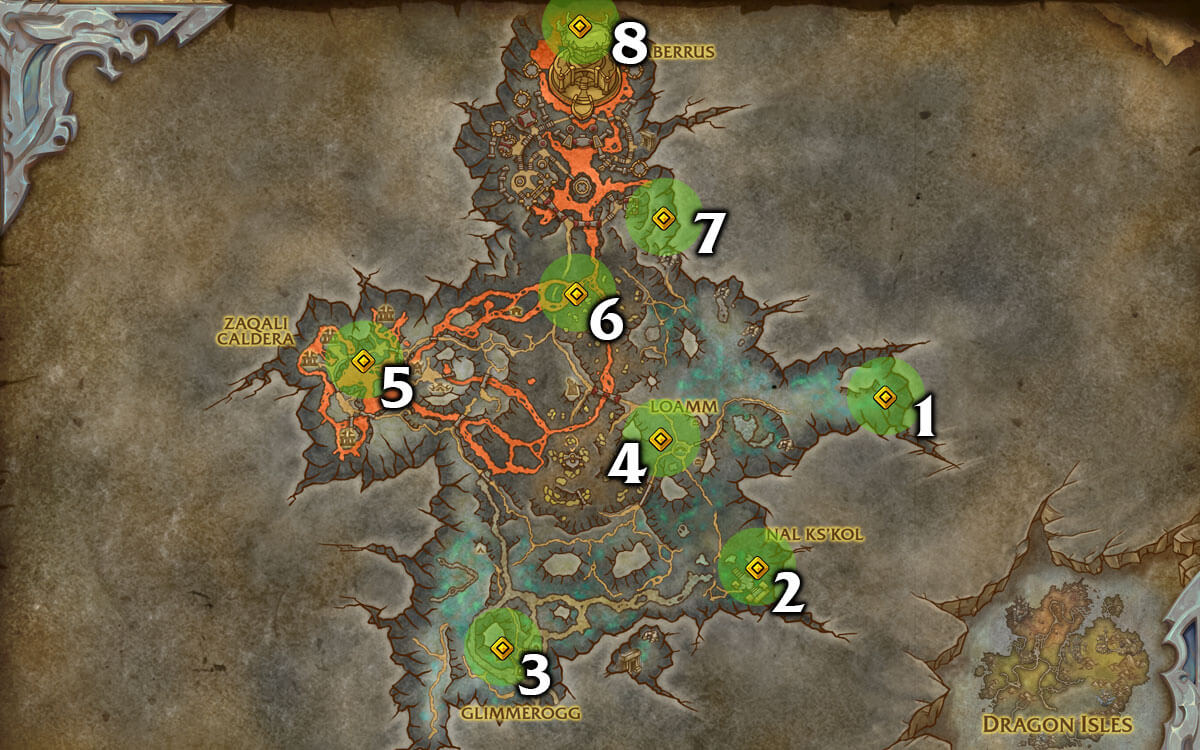 Zaralek Cavern Glyph Location Map